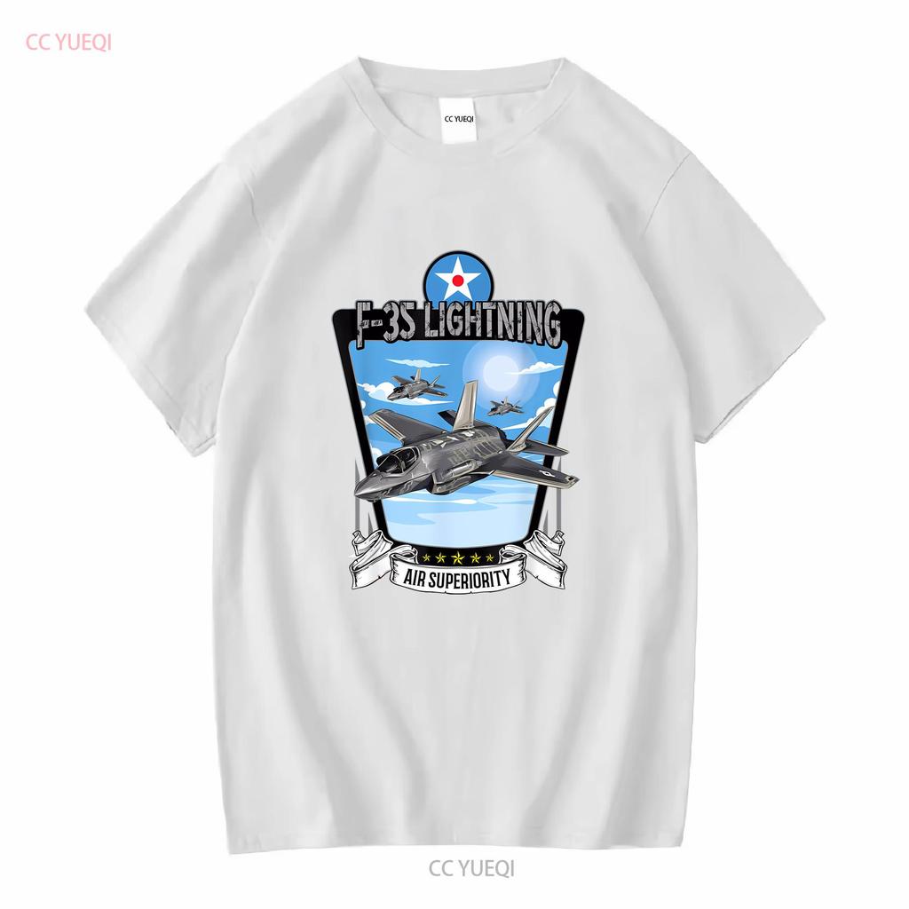 American Aircraft Stealth Fighter F35 lightning T Shirt long or short sleeves vintage Washed Versatile Casual streetwear Unisex