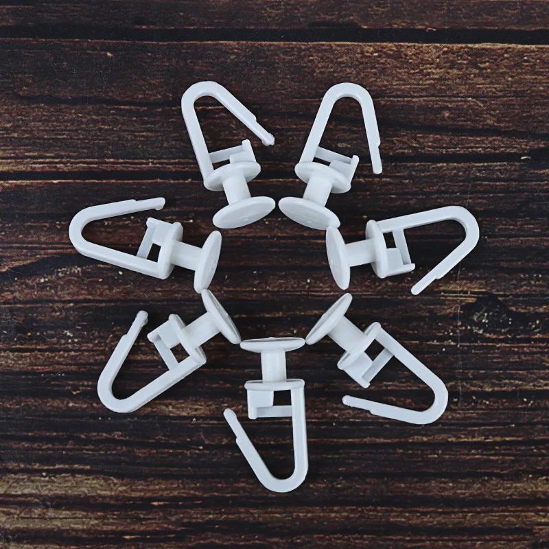 20pcs Easy-Install White Plastic Curtain Hooks - Glider Shape for Pencil Pleats, Contemporary Style Window Curtain Runners