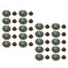20 Set Daisy Decorative Conchos Buckles Simulation Turquoise Alloy Rivets Vintage Western Metal Screwback Buttons