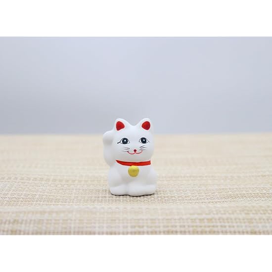 Castle Enterprises Good Luck Fortune Cat (White) with Omikuji (Set of 24) in Display Box (Includes G