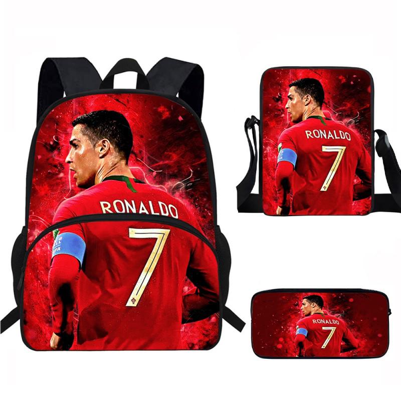 Set Zaino Scolastico CR7 per Bambini Tessuto Oxford Borsa a Doppio Scomparto con Tasca Frontale Astuccio Tracolla Ergonomico Dorsale