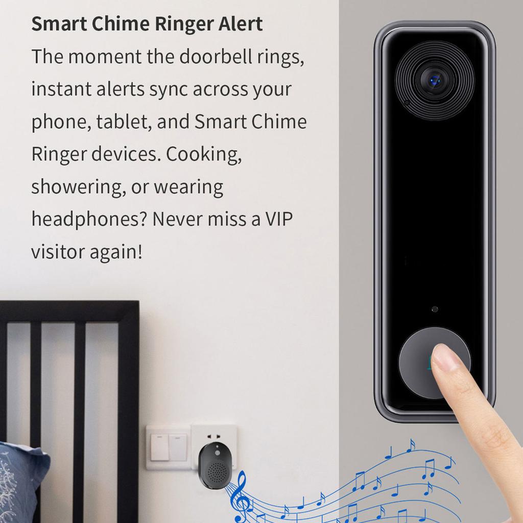 WiFi Video Doorbell Camera 2-Way Audio Wireless Door Bell with Human Detection Night Vision Cloud Storage with Chime for Home