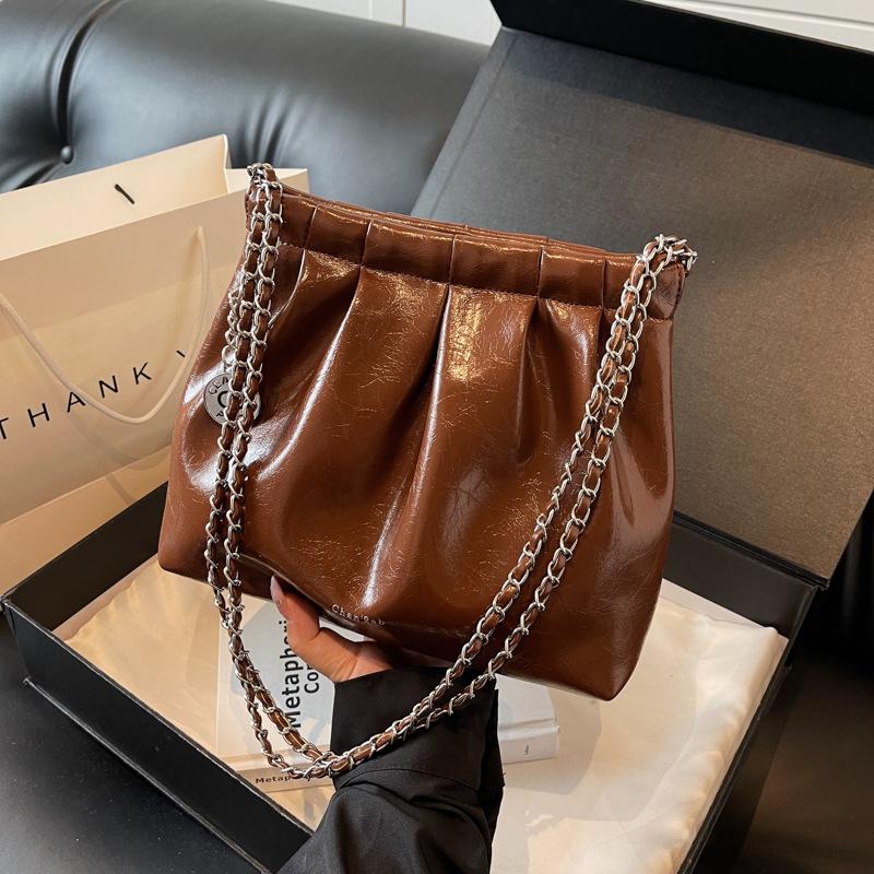 Versatile Popular Bag Women's 2025 New High-end Pleated Shoulder Bag Fashion Chain Crossbody Shoulder Bag Women