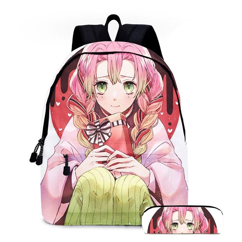 Demon Slayer Anime Cartoon Backpack Set For Students Durable Breathable And Lightweight