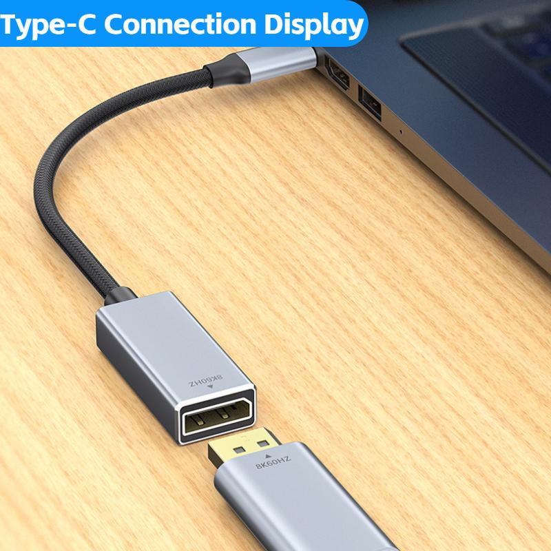 USB 3.1 to DP Cable Type C To Displayport 8K@60Hz DP 1.4 Braid Cable 4K 144Hz HDR USB C Display Port Video Adapter for MacBook