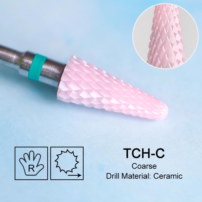 Ceramic Milling Cutter Flame Carbide Nail Drill Bits Pink Gel Remover Electric Machine Drills Polishing Peeling Nails Art Tools