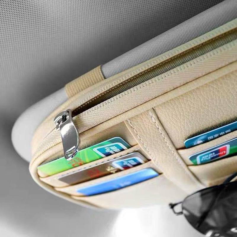 Car Sun Visor Card Sunglasses Holder Multifunction Point Pocket Organizer Storage Box Sunshade Bag Pouch Auto IC Card CD Holder