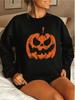 European and American Halloween Pumpkin Plus Size Long-Sleeve Crew Neck Sweatshirt