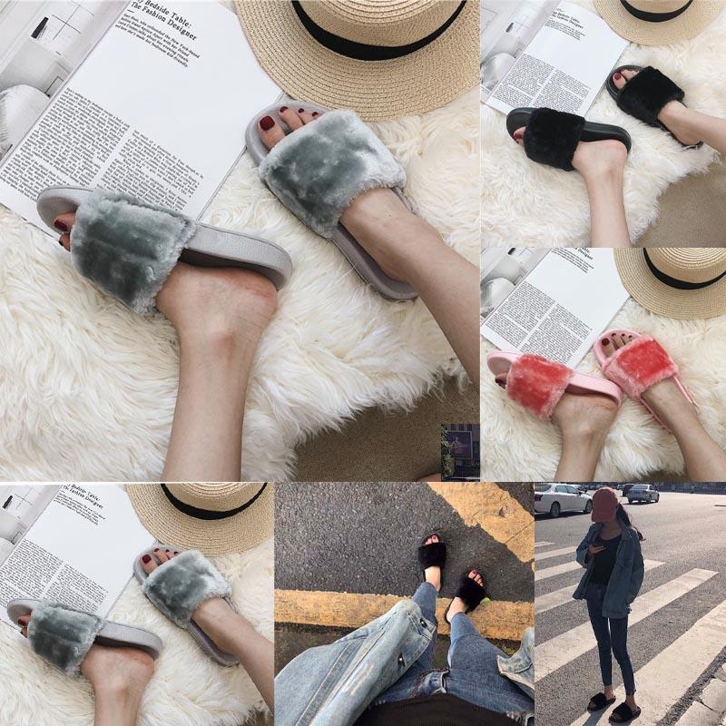 Luxurious Fluffy Fur Slip On Sandals For Women Perfect Summer Mules Shoes