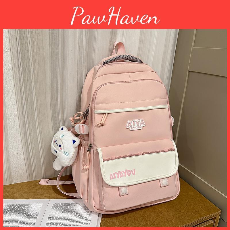 School Girls Letter Backpack Large Capacity Casual Travel Bag For Daily Use