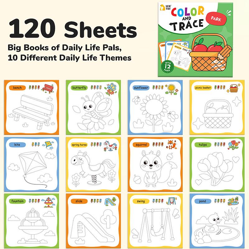 10 Book Set, Children'S Coloring Book To Enhance Cognitive Thinking, Including 10 Cartoon Themes For Boys And Girls