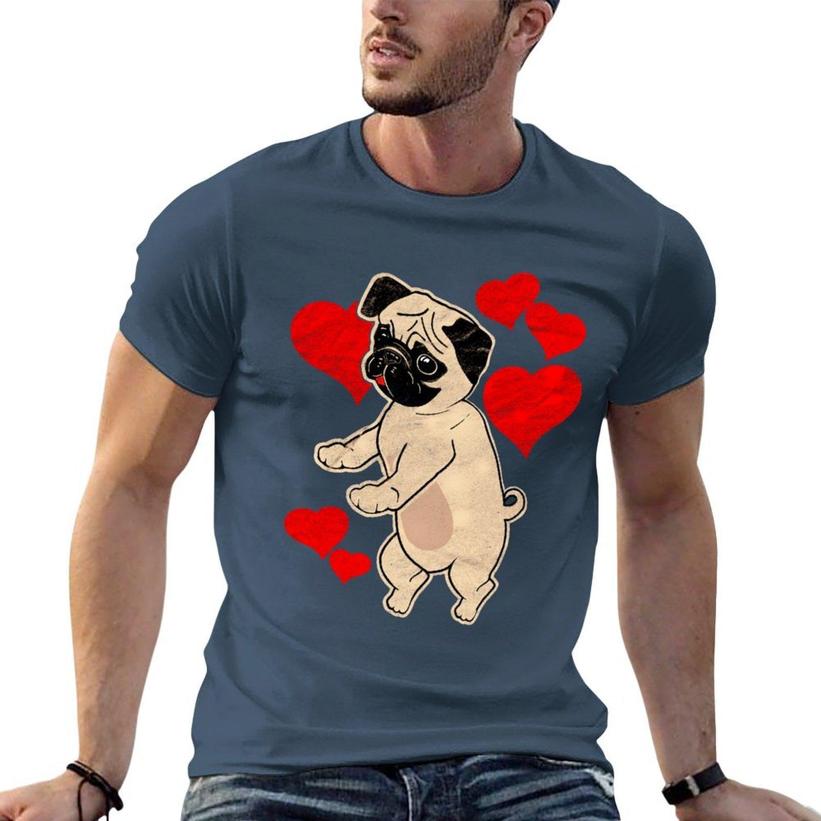 Valentines Day Pug Flossing Dog Tshirt Summer Holiday Tshirt S