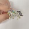 LATS Classic Rhinestone Saddle Horse Brooches for Women Zodiac Animal Lapel Pins Casual Party Accessories New Year Gifts Friends