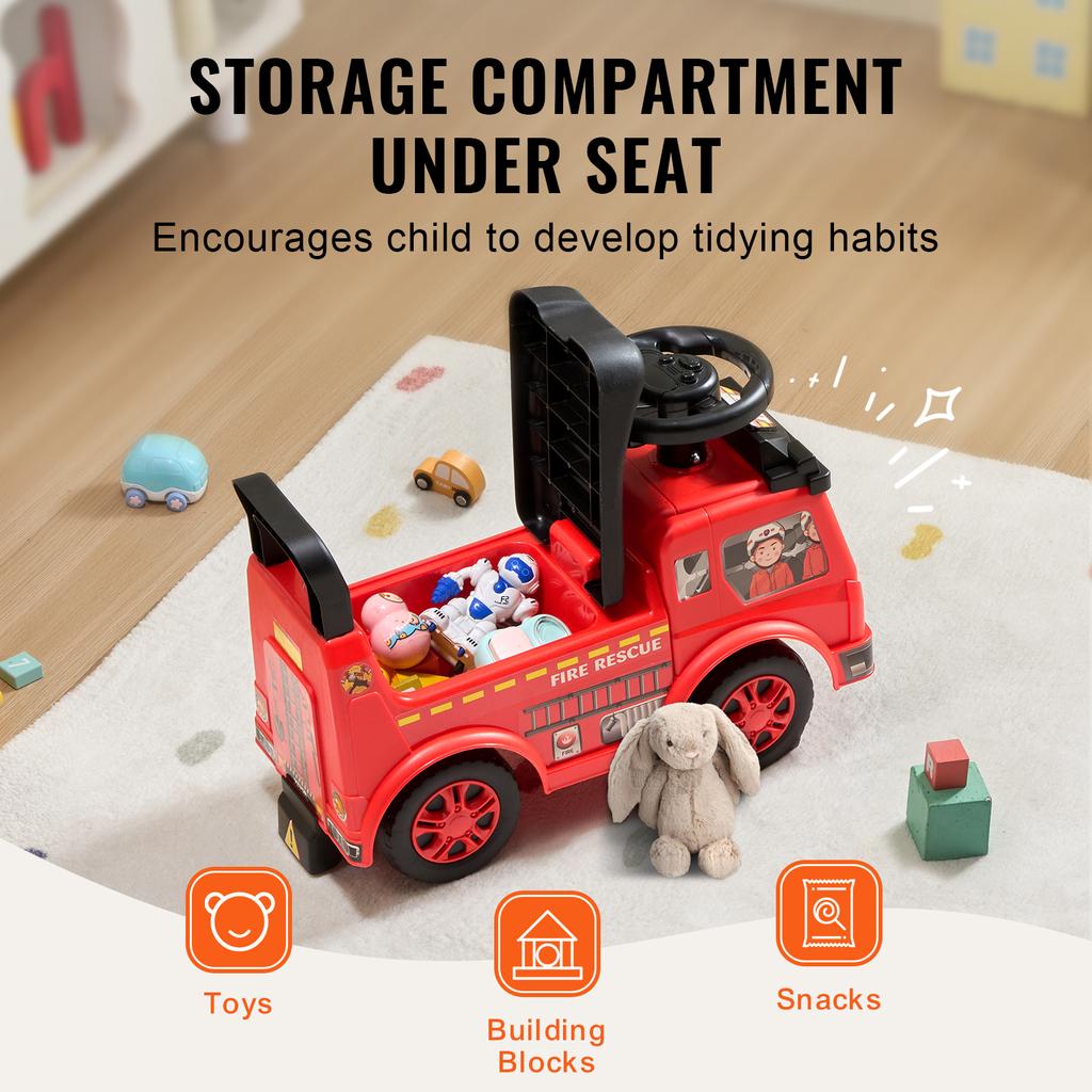 VEVOR Ride On Push Car Kids Ride On Car with Music Steering Wheel & Under Seat Storage for Toddlers Ages 1-3 Ride Racer