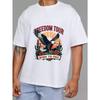 Freedom Tour T Shirt White Eagle Sunset Cactus Roses Born To Free Graphic Print Casual Wear for Men Outdoor Adventure Travel Fashion