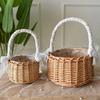 With Lace Decoration Handle Natural Rattan Storage Basket Wedding Girls Flower Basket Wicker Hand Weaving Crafts