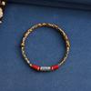 Putuo Mountain Sterling Silver Red Rope Bracelet Women Lucky Beads Tibetan Style Retro Woven Couple Year of Fate Safe and Good Luck Carrying Strap