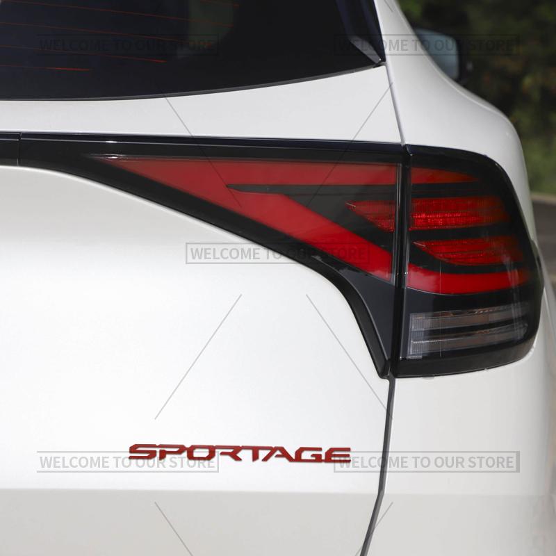 AAAGS1 3D Car Styling For Kia Sportage Letter Emblem HEV LX EX SX SX Prestige Badge Metal Stickers Rear Trunk Decals Auto Accessories