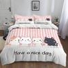 Cat Cartoon Style Reversible Duvet Cover Set, Soft Microfiber Luxury Quilt Cover Bedding Sets With 1 Pillow Cases 75*50Cm 2 Pcs
