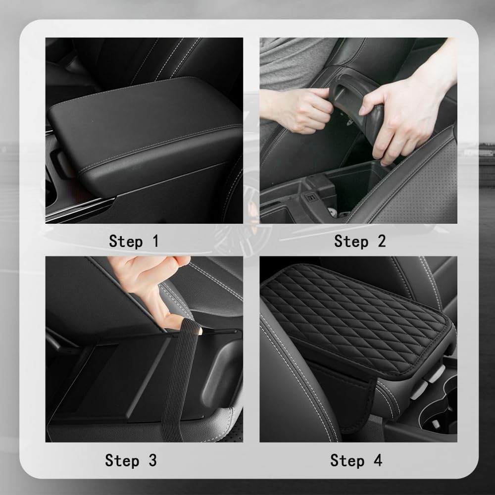Arm Rest Cover For Car,Leather+Memory Foam Center Console Cover With Storage Bags,Universal Middle Console Cover Car Accessories Interior For Most