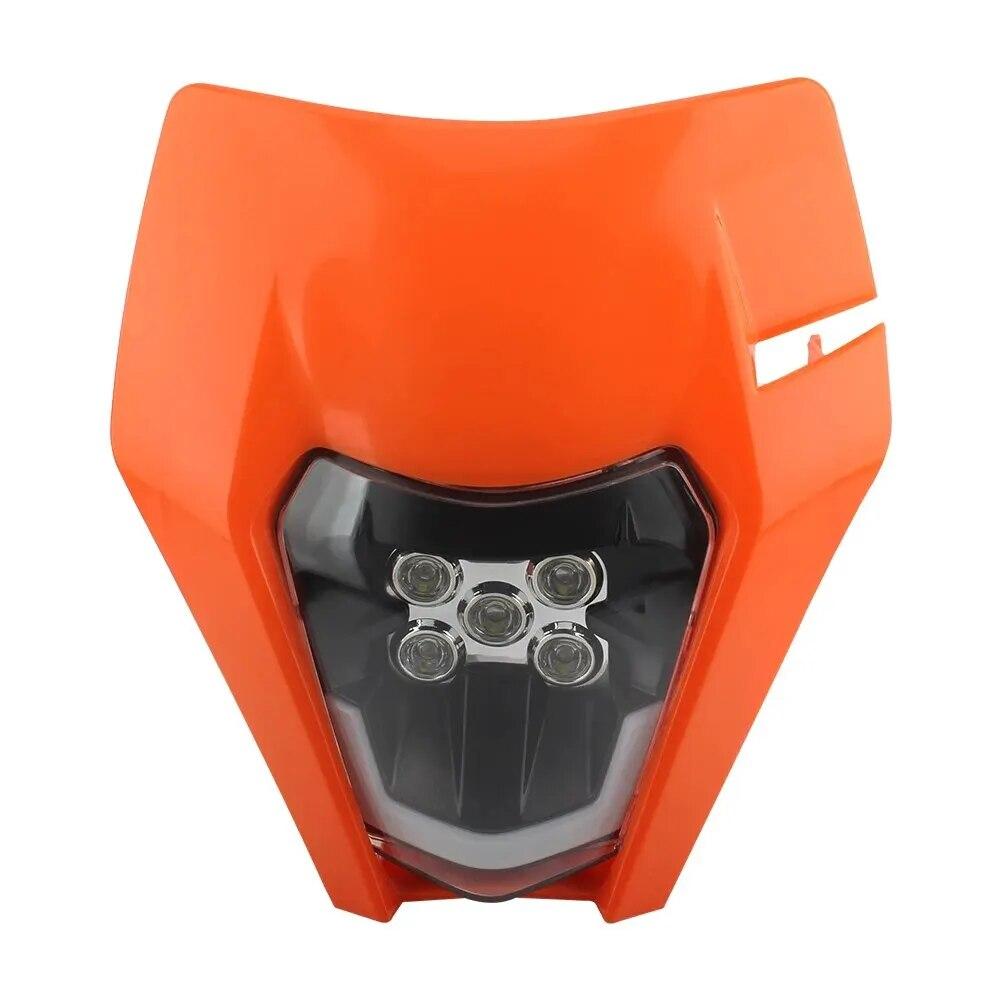 

Для KTM EXC фара пластина мотоциклетные светодиодные фары Supermoto Enduro Universal 2007 2020 XC SX MX Dirt Bike налобный фонарь для мотокросса