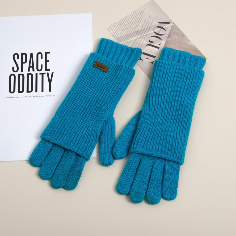 Neuer Herbst- und Winterstil Verlängerter Urlaub Zweiteilige Warme und Kältefeste Handschuhe für Damen Einfacher Lässiger Stil Ärmel