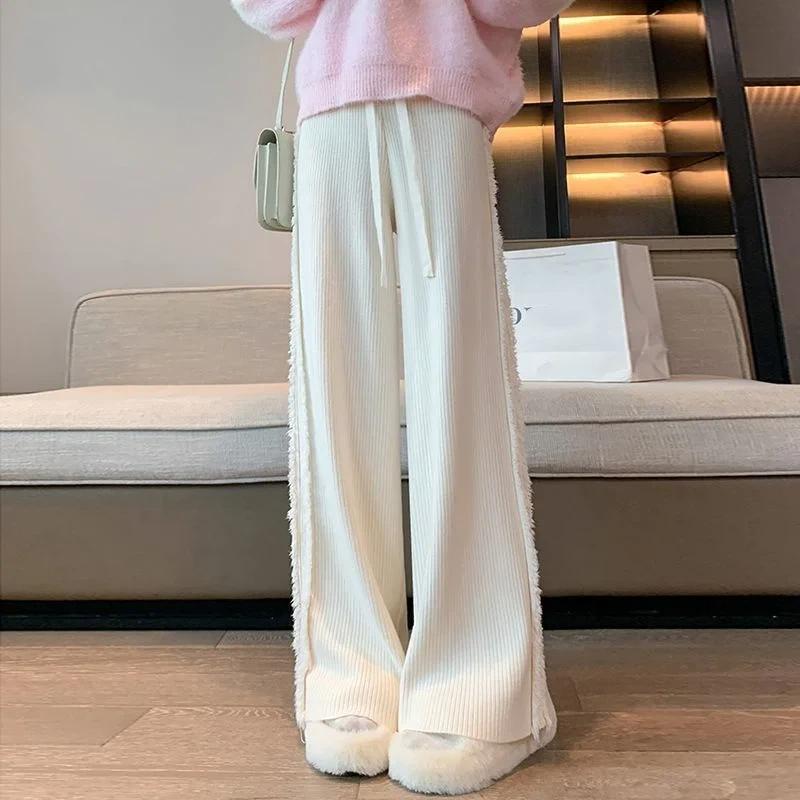 Женские Черные Широкие Брюки Высокая Талия Свободные Модные Повседневные Брюки S