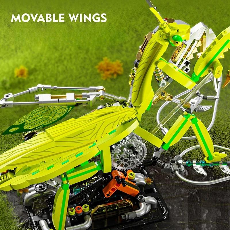 Technical Mechanical Mantis Insect Life Set With light Building Blocks Bricks Animal World Model Assembly Toys for Kid Gifts