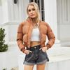 Winter Women's Short Cotton Jacket Long Sleeve High Neck Warm Loose Casual Puffer Coat 612