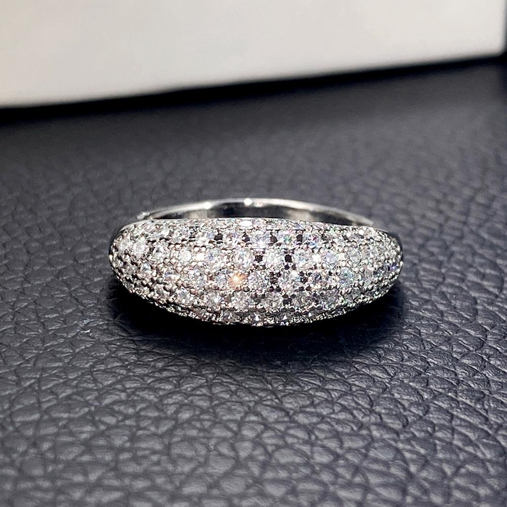 Huitan Versatile Geometric Design Women Ring Full Sparkling CZ Wedding Party Trendy Luxury Lady Accessories Daily Chic Jewelry
