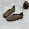 Johnature Genuine Leather Solid Color Women Flats Shoes Concise Retro Handmade Round Toe Shallow Slip-on Shoes