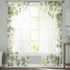 Summer Watercolor Eucalyptus Leaves Sheer Window Curtains For Living Room Kitchen Children Bedroom Voile Hanging Curtain