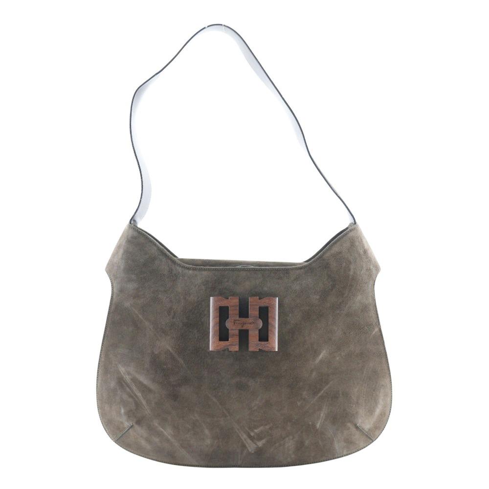 

Salvatore Ferragamo Gancini Shoulder Bag One Belt Brown Suede Women Used