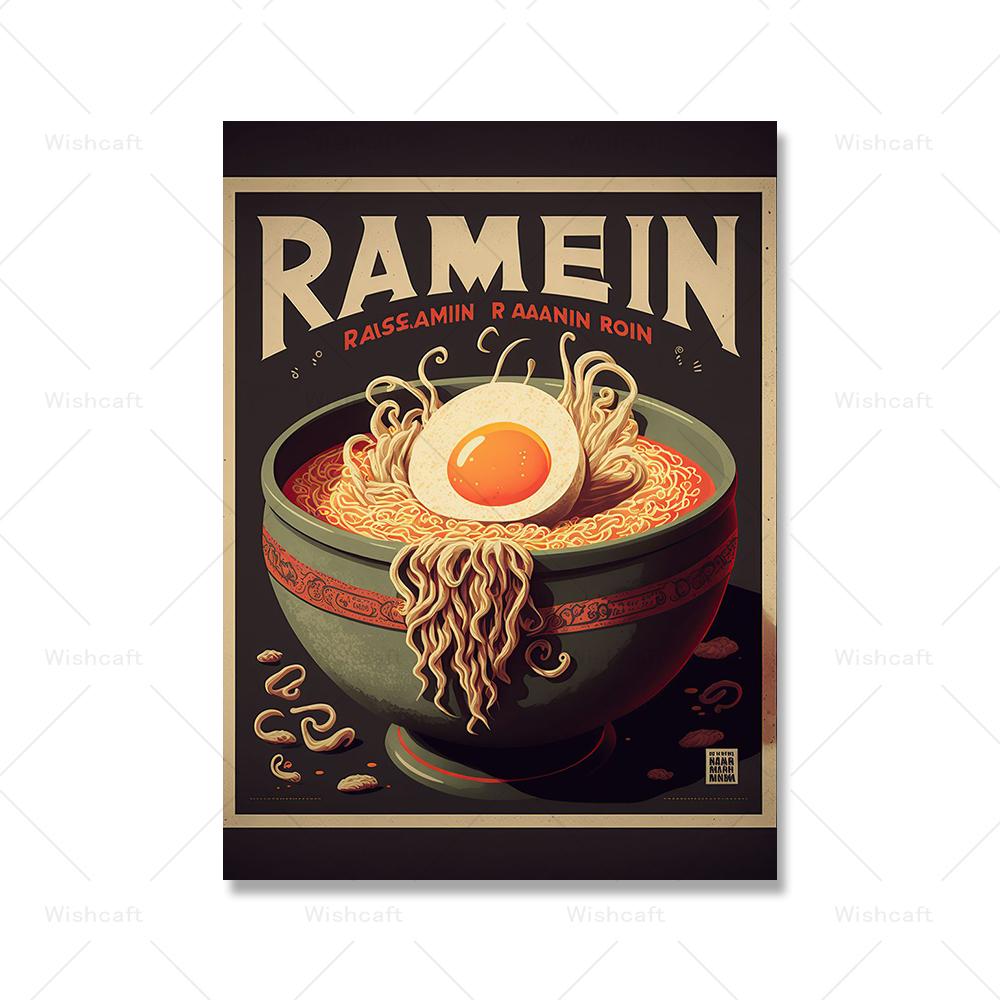 Ramen Japanese Food Wall Art Modern Vintage Cartoon Kitchen Decor Art Print Pictures Retro Funny Dining Room Canvas Painting