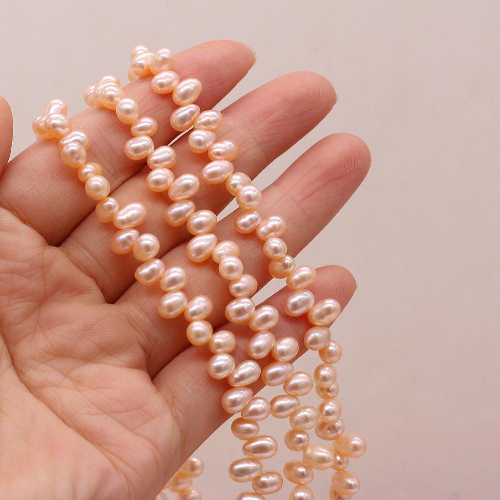 1String, Top Sided Drilled Hole Pearl 5-6mm, Fashion Women Natural Freshwater Pearl Beads for Jewelry Making DIY Crafts, Luxury Bulk Gifts 36cm