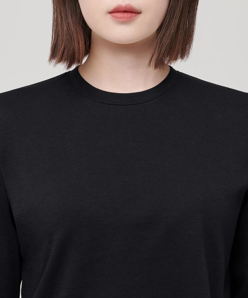 MUSINSA STANDARD WOMAN Women'S Crew Neck Crop Long Sleeve T-Shirt [Black]