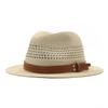 Panama Hollow Jazz Straw Hat Men's and Women's Summer Mountaineering Sunscreen Sun Hat Breathable Fashion Top Hat Beach Hat