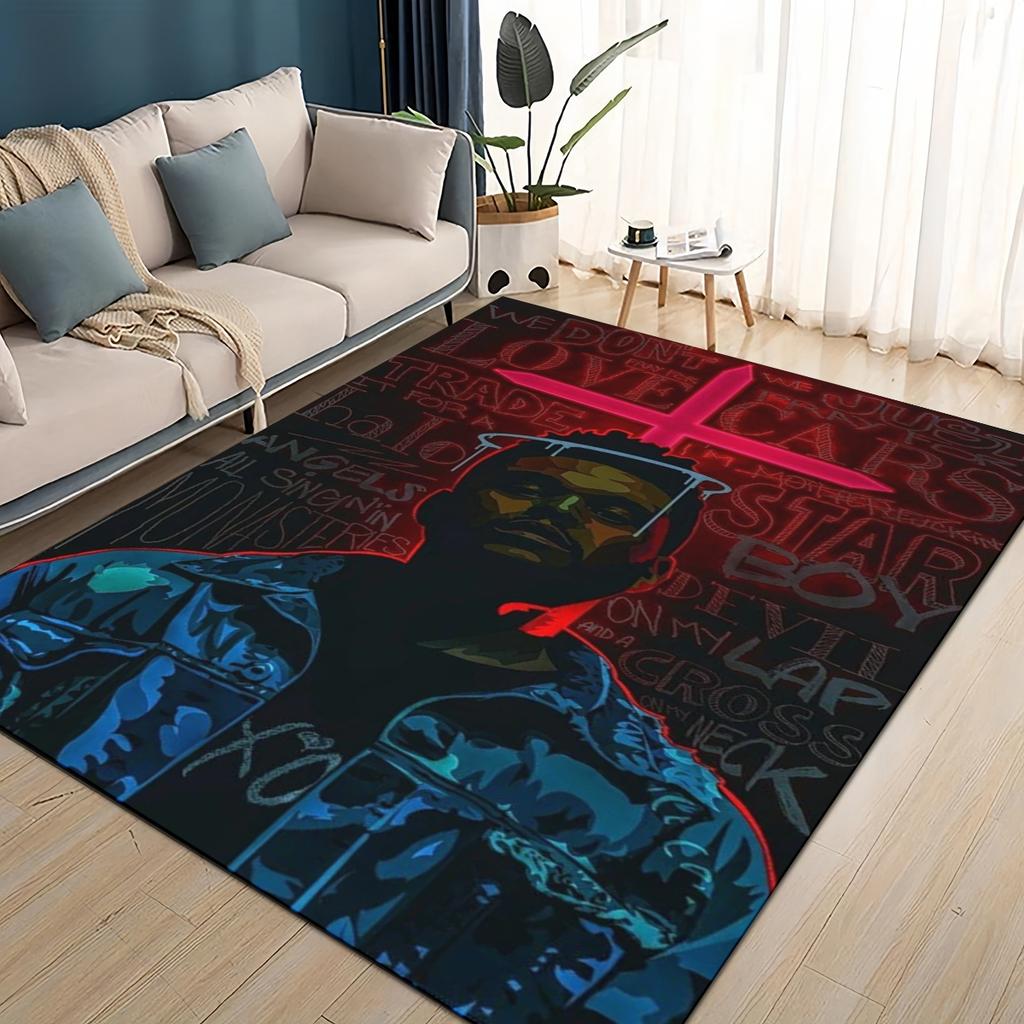 3D The Weeknd X.O R&B Singer Carpet Rug for Living Room Bedroom Home Sofa Decoration,kids Play Non-slip Floor Mat Christmas Gift
