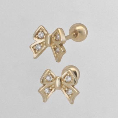 Youngglow 14k пирсинг-серьга 'веселая ленточка' с кубическим цирконием
