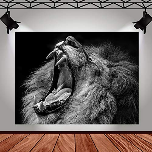 Africký lev divoké zvíře černo-bílý tištěný vzor tapiserie domov ložnice obývací pokoj studentská kolej nástěnná dekorace tapiserie