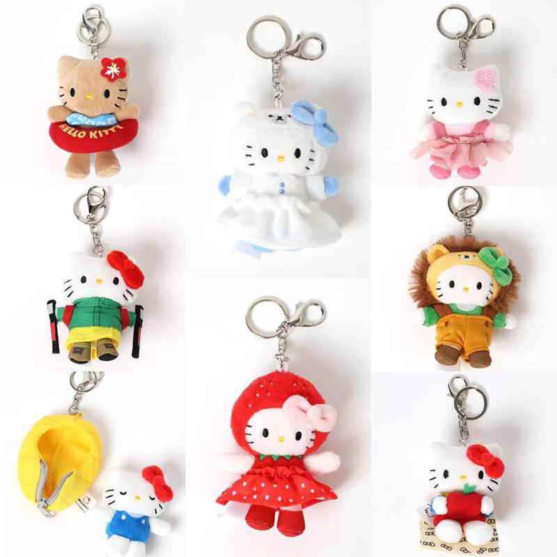 Swimming Ring Hello Kitty Plush Toy Keychain Sanrio Kt Cat Soft Stuffed Doll Pendant Backpack Bag Decor Kid Gift