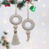 2pcs Woven Christmas Wreaths Pendant Cotton Rope Christmas Tree Ornaments Boho   New Year