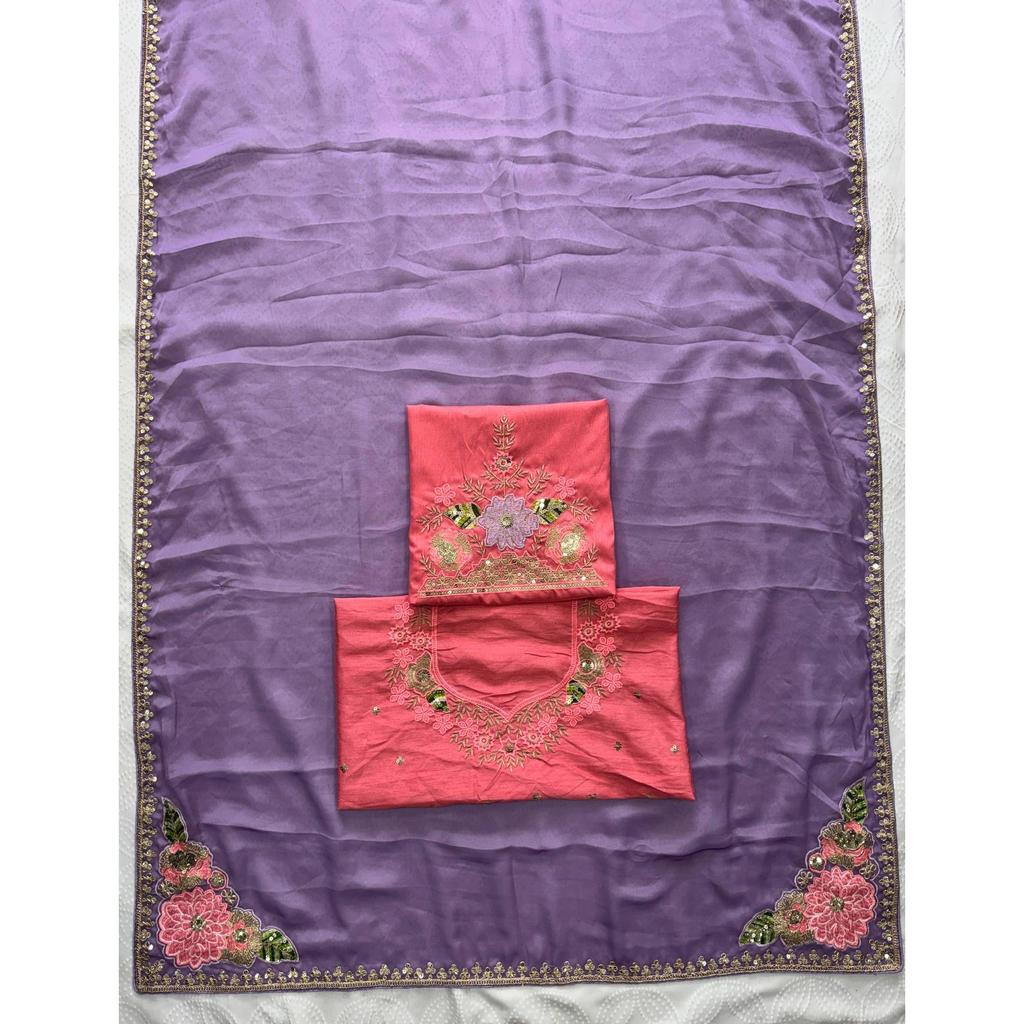 New Launch - Premium Rangoli Silk Wedding Saree with Embroidered Batta and Cutwork Border