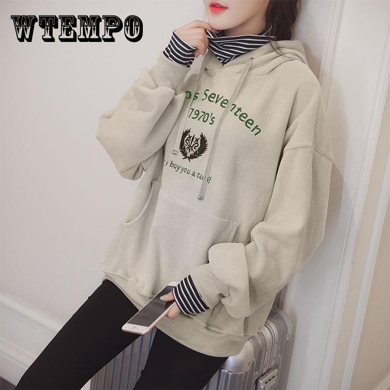 

Женская толстовка Wild большого размера с длинным рукавом, теплый топ с капюшоном, осенне-зимний свитер, хлопок