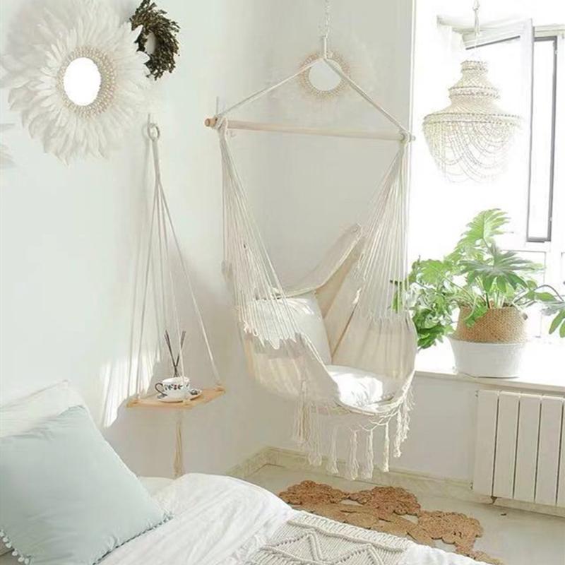 For Tassel Garden Hammock Chair Deluxe Hanging Hammock Swing Chair Swing for Out/Indoor Patio Porch Decor