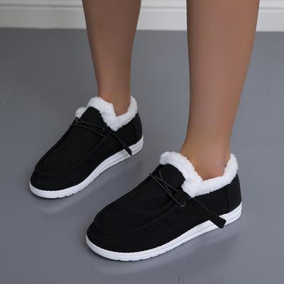 Winter New European and American Low-top Round Head Velvet Single Shoes Large Size Casual Women's Shoes