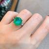 Tiktok Live Broadcast New Cross Border Celebrity Ring Round Imitation Emerald Simulation Palaiba Color Jewelry