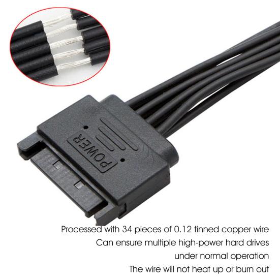 Power 2 15Pin Male Power Cable Professional Stable Supply 1 to to 2 15Pin