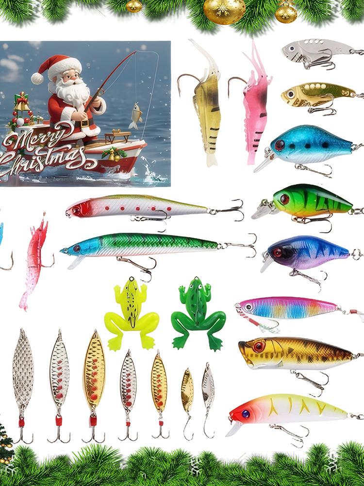 Christmas Countdown Fishing Lure Calendar 24 Grids Fishing Lure Calendar Christmas Countdown 24 Days Countdown Seasonal Decor
