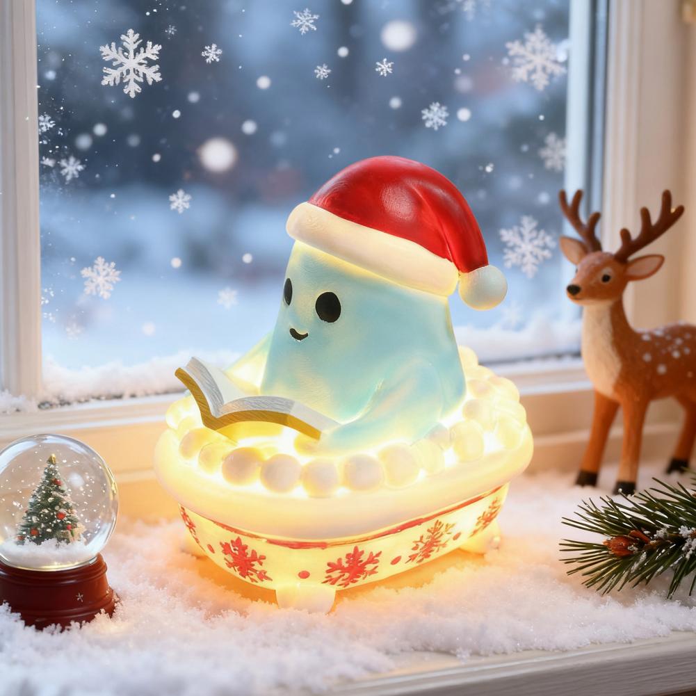 Christmas Puppy Night Light LED Resin Ghost Chicken Sculpture USB Powered Warm Yellow Lamp Cute Animal Figurine Ornament